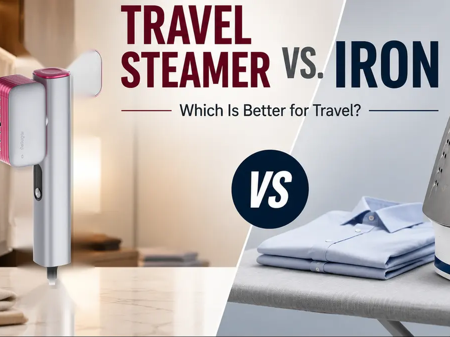 Travel steamer and travel iron side by side for comparison